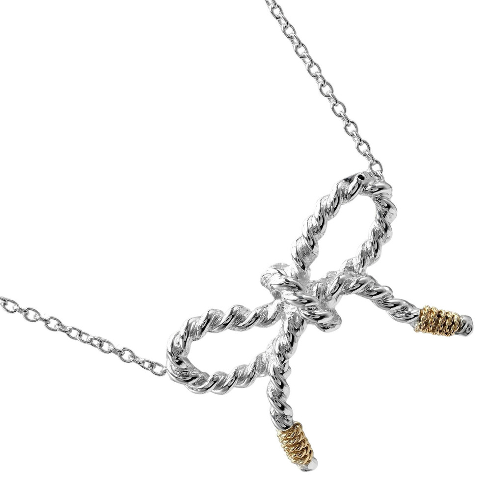Tiffany Co Twist Rion Necklace Sterling Silver Yellow Gold